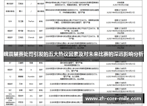 魏震禁赛处罚引发的五大热议因素及对未来比赛的深远影响分析